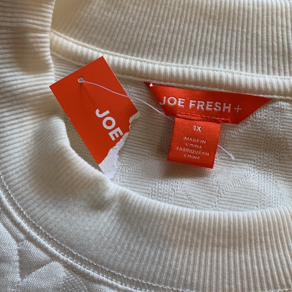 Joe Fresh plus size cream cableknit pullover sweatshirt top 1X new - Picture 11 of 11